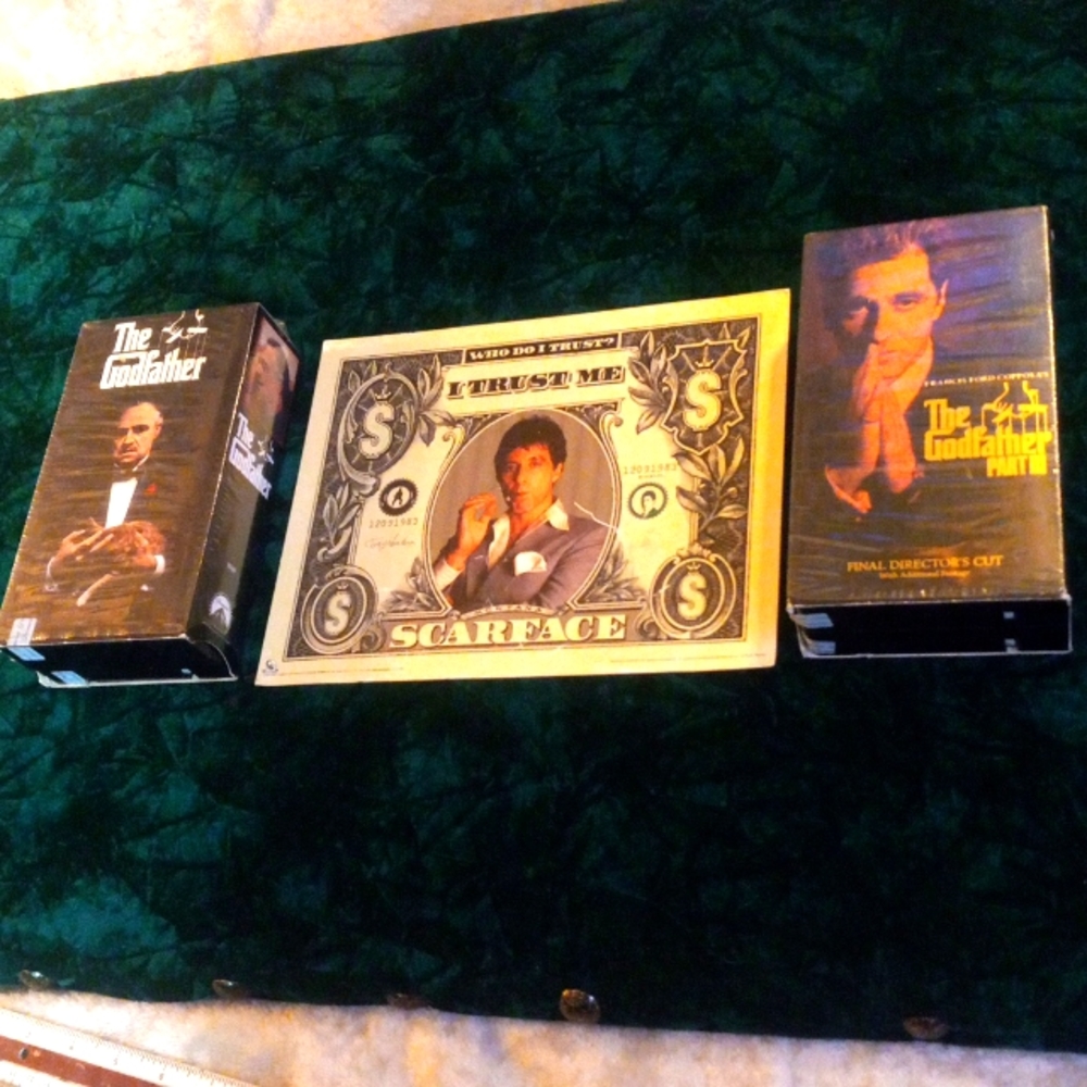 1 Movie photo print and 2 vhs movies double tape  , The Godfather and sequal